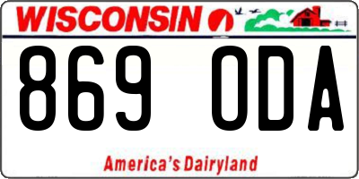WI license plate 869ODA