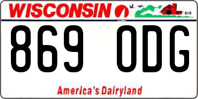 WI license plate 869ODG