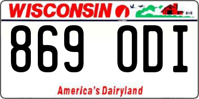 WI license plate 869ODI