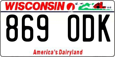WI license plate 869ODK