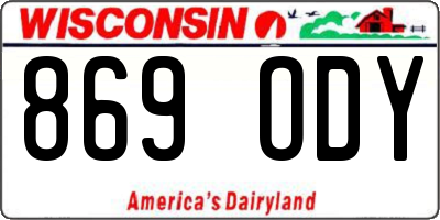 WI license plate 869ODY