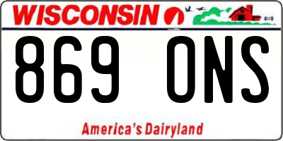 WI license plate 869ONS
