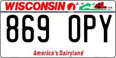 WI license plate 869OPY