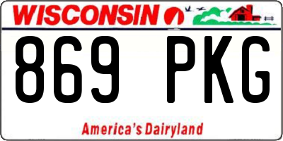 WI license plate 869PKG