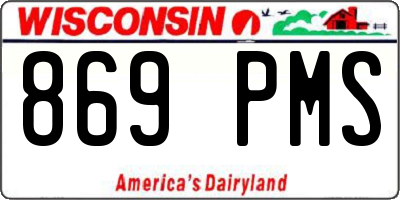 WI license plate 869PMS