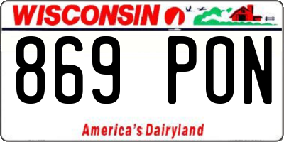 WI license plate 869PON
