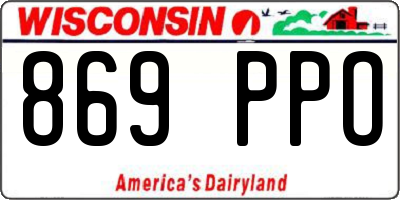 WI license plate 869PPO