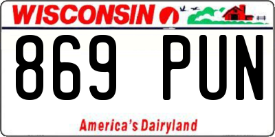 WI license plate 869PUN