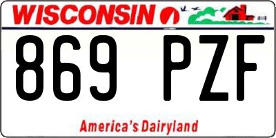 WI license plate 869PZF