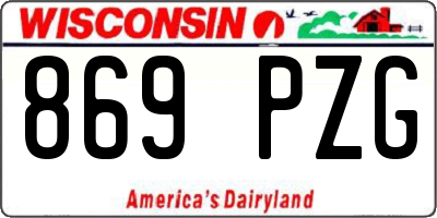 WI license plate 869PZG