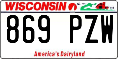 WI license plate 869PZW