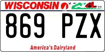 WI license plate 869PZX