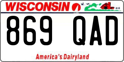 WI license plate 869QAD
