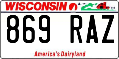 WI license plate 869RAZ