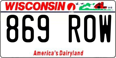 WI license plate 869ROW