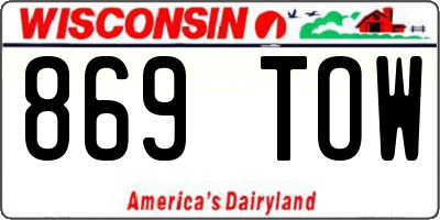 WI license plate 869TOW