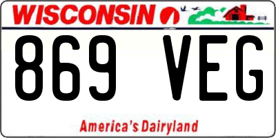 WI license plate 869VEG