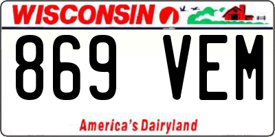 WI license plate 869VEM