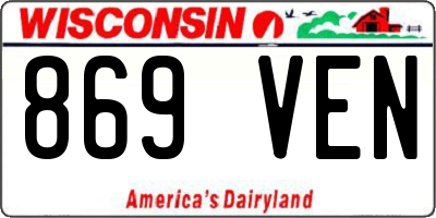 WI license plate 869VEN