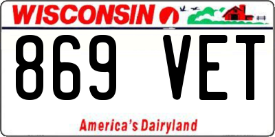 WI license plate 869VET
