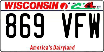 WI license plate 869VFW