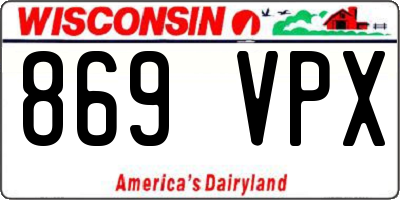WI license plate 869VPX