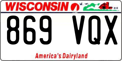 WI license plate 869VQX