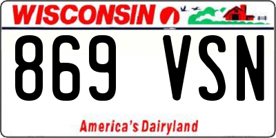 WI license plate 869VSN