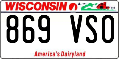 WI license plate 869VSO
