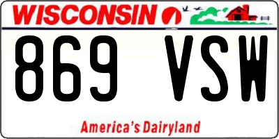 WI license plate 869VSW