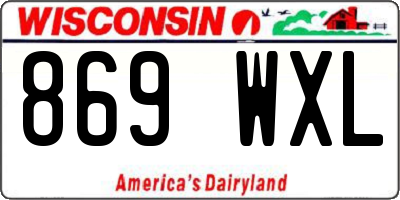 WI license plate 869WXL