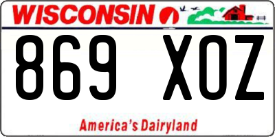 WI license plate 869XOZ
