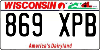 WI license plate 869XPB