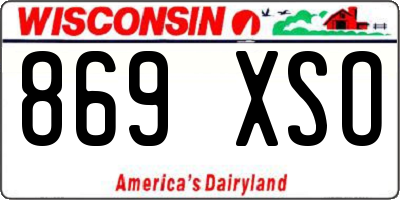WI license plate 869XSO