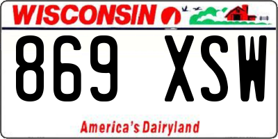 WI license plate 869XSW