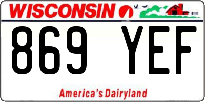 WI license plate 869YEF