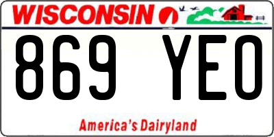 WI license plate 869YEO