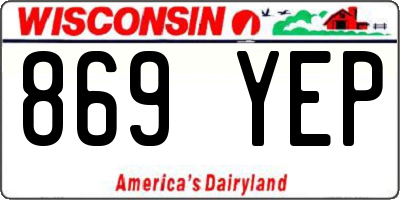 WI license plate 869YEP