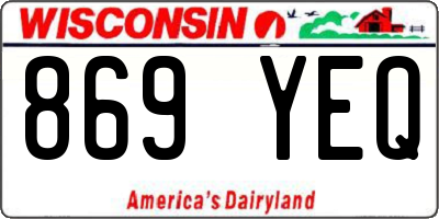 WI license plate 869YEQ