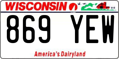 WI license plate 869YEW