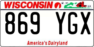WI license plate 869YGX