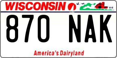 WI license plate 870NAK
