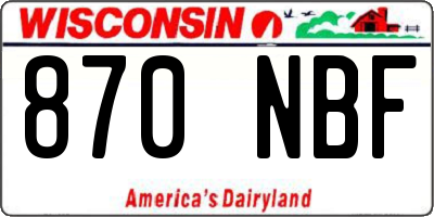 WI license plate 870NBF