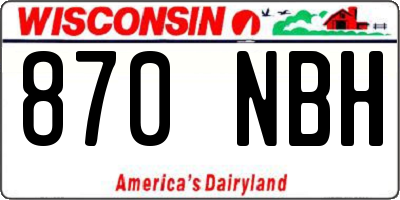 WI license plate 870NBH