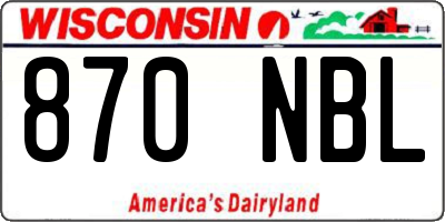WI license plate 870NBL