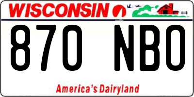 WI license plate 870NBO