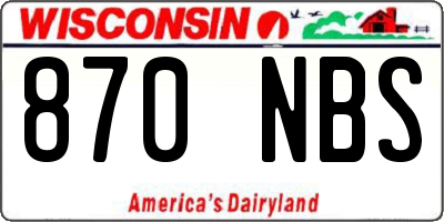 WI license plate 870NBS