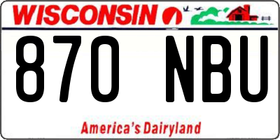 WI license plate 870NBU