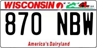 WI license plate 870NBW