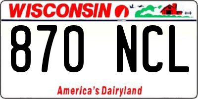 WI license plate 870NCL